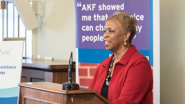 "LaVarne A. Burton, giving a speech" Photo courtesy of American Kidney Fund