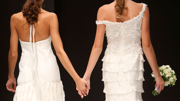 bridal models holding hands