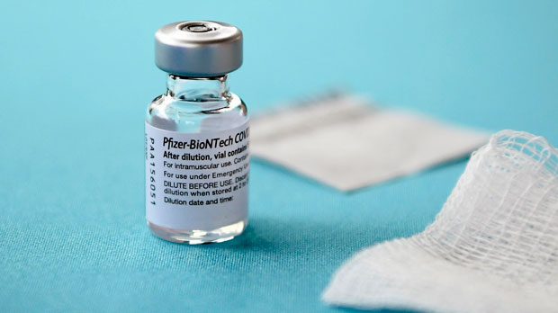 a vial of the Pfizer vaccine for COVID-19