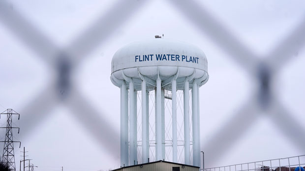 The Flint water plant tower