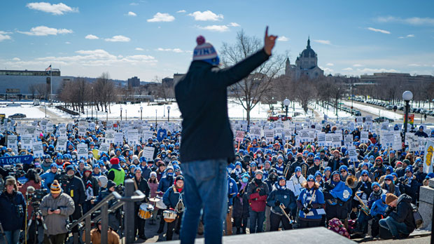 Woman addresses the crowd