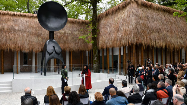 American sculptor Simone Leigh, right, and curator Eva Respini