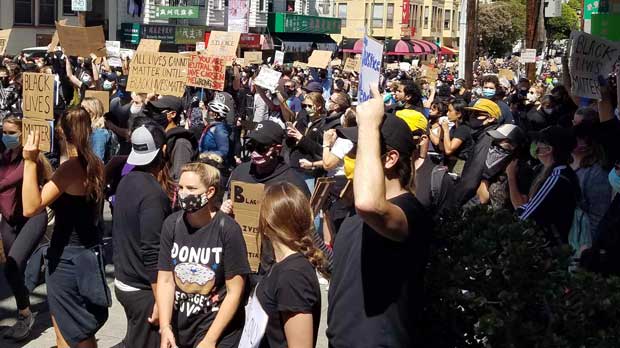 Crowds in protest in SF