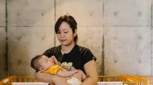 Woman holding baby