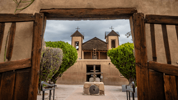 An exterior view of the Santuario de Chimayo
